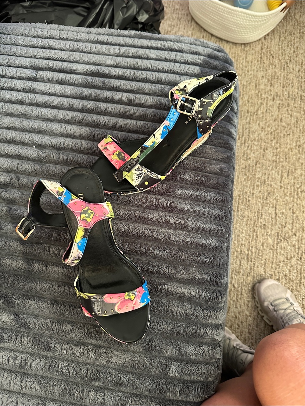Limelight Multicolor Strappy Sandals with Black Footbed